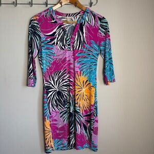 Banana Republic Factory 3/4 Sleeve Colorful Boho Dress XS Petite Summer Hippie